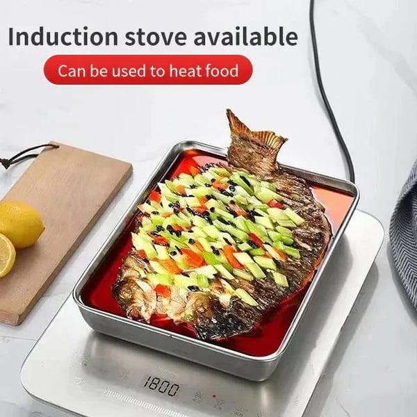 Plat en inox convertible : Conservez et servez avec élégance